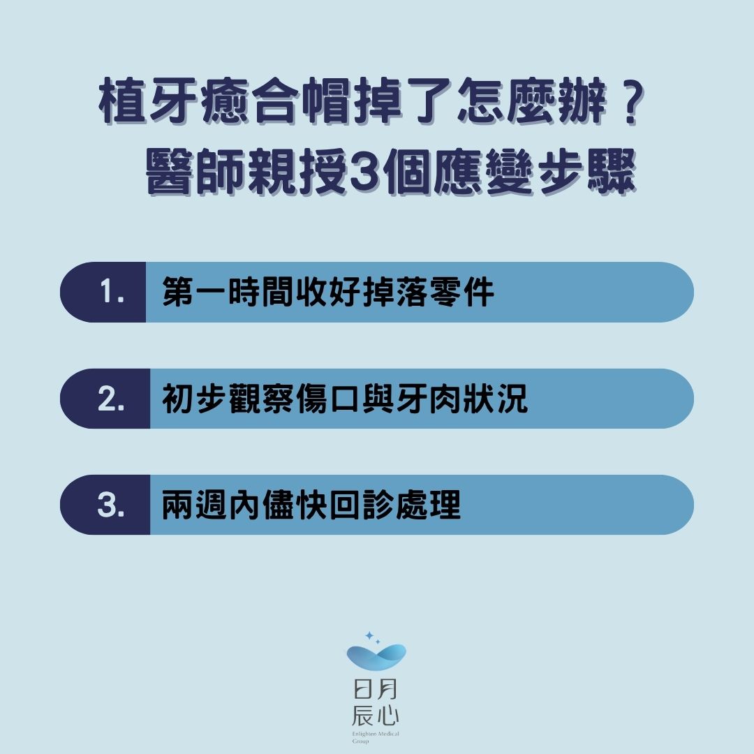 植牙癒合帽全攻略:牙醫為你解析功能與「植牙癒合帽掉了」的緊急處置 1 植牙癒合帽掉了怎麼辦?醫師親授3個應變步驟